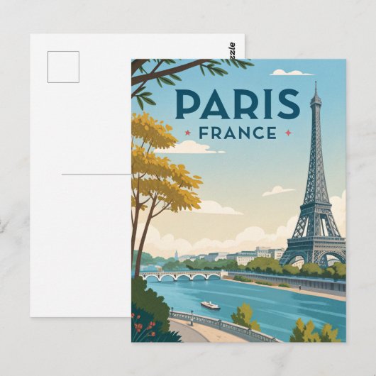 Vintage Paris Travel ポストカード (正面/裏面)