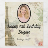 Vintage Parisian Birthday  ワインラベル (シングルラベル)