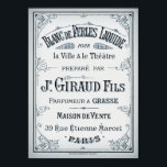 Vintage Parisian Perfume Label ポスター<br><div class="desc">Featuring elegant Blanc de Perles Liquide French perfume vintage advertisement with a fancy typography unique design.</div>