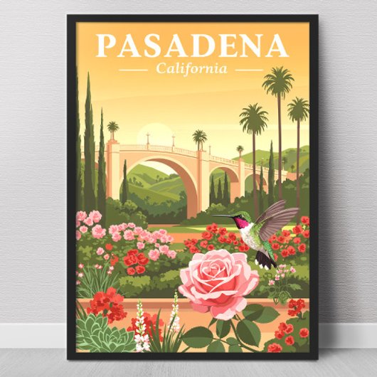 Vintage Pasadena California ポスター