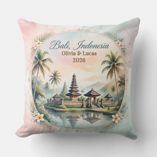 Vintage Pastel Bali Custom Couple Name keepsake クッション (正面)
