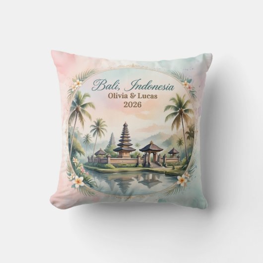 Vintage Pastel Bali Custom Couple Name keepsake クッション (正面)