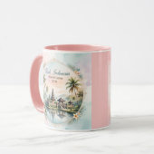 Vintage Pastel Bali Custom Couple Name keepsake マグカップ (正面左)