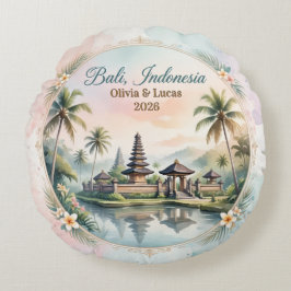 Vintage Pastel Bali Custom Couple Name keepsake ラウンドクッション
