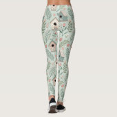 Vintage Pastel Birdhouses with Floral Blooms レギンス (裏面)