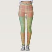 Vintage Pastel Faded Plaid Grunge Texture レギンス (正面)