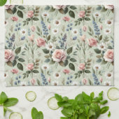 Vintage Pastel Floral Botanical Pattern キッチンタオル (折り畳み)