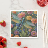 Vintage pastel floral garden dragonfly スタンダードランチョンナプキン (インサイチュ)