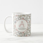 Vintage Pastel Flower Initial Name Coffee Cup コーヒーマグカップ (左)