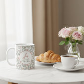 Vintage Pastel Flower Initial Name Coffee Cup コーヒーマグカップ