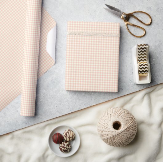 Vintage Pastel Peach Gingham Plaid Check Pattern  ラッピングペーパー (クラフト)