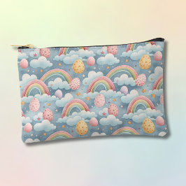 Vintage Pastel Rainbow Easter Eggs with Clouds アクセサリーポーチ