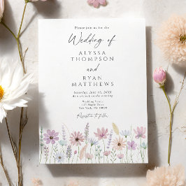 Vintage Pastel Wildflower Meadow Wedding 招待状