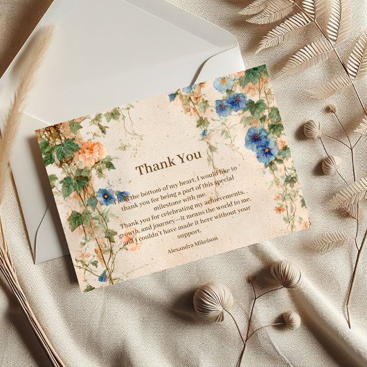 Vintage Pastel Wildflower Sweet Sixteen サンキューカード