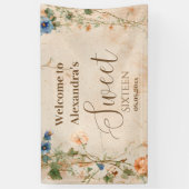 Vintage Pastel Wildflower Sweet Sixteen 横断幕 (縦)