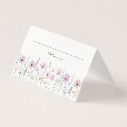 Vintage Pastel Wildflower Wedding Place Card (正面)