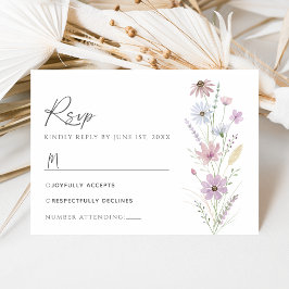 Vintage Pastel Wildflower Wedding RSVP Card