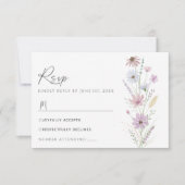 Vintage Pastel Wildflower Wedding RSVP Card (正面)