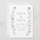 Vintage Pastel Wildflower Wedding Save the Date 招待状 (正面)