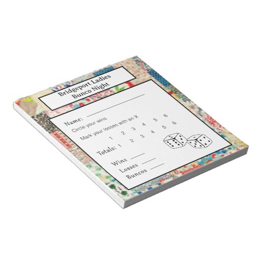 Vintage Patchwork Bunco Night ノートパッド (アングル)