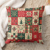 Vintage Patchwork Christmas Throw Pillow クッション (ブランケット)