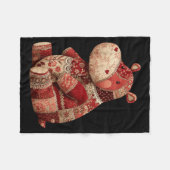 Vintage Patchwork Hip Cute Boho Nursery  フリースブランケット (正面(横))