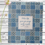 Vintage Patchwork Print Dusty Blues Jigsaw Puzzle ジグソーパズル<br><div class="desc">Personalize this vintage style patchwork patterned puzzle with your own text for a unique gift. Created in shades of dark denim and lighter dusty blues and tiny white floral prints for a rustic look with faux zig-zag stitch details. Sweet item for quilters, seamstresses or anyone with a taste for good...</div>