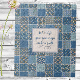 Vintage Patchwork Print Dusty Blues Jigsaw Puzzle ジグソーパズル