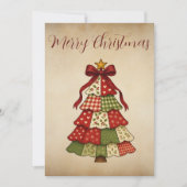 Vintage Patchwork Quilt Christmas シーズンカード (正面)