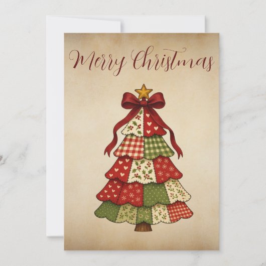 Vintage Patchwork Quilt Christmas  シーズンカード (正面)