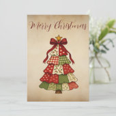 Vintage Patchwork Quilt Christmas シーズンカード (スタンド正面)
