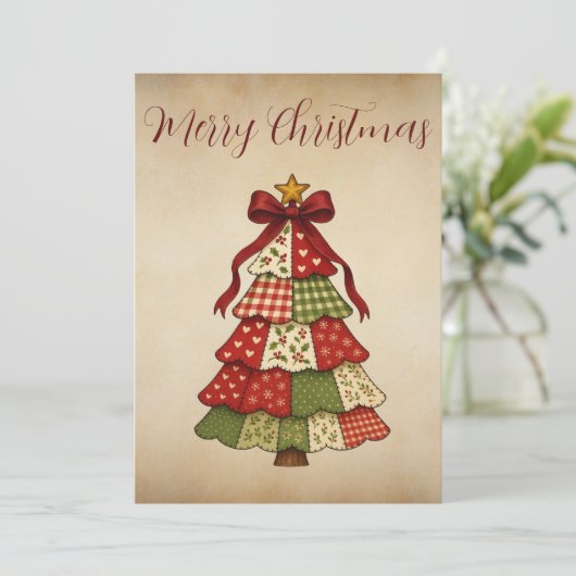 Vintage Patchwork Quilt Christmas  シーズンカード (スタンド正面)