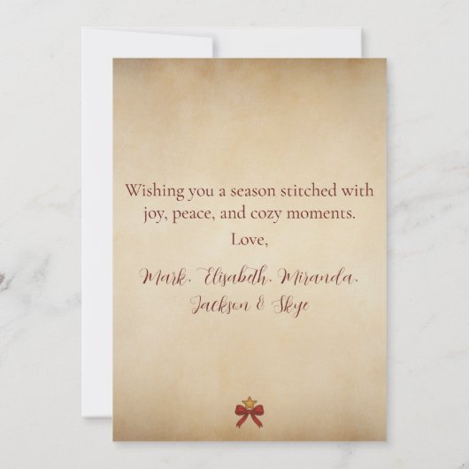 Vintage Patchwork Quilt Christmas シーズンカード (裏面)