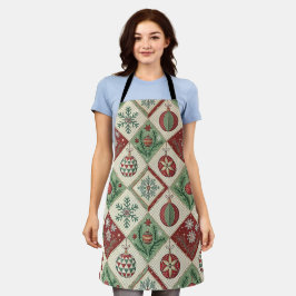 Vintage Patchwork Quilted Christmas Pattern エプロン