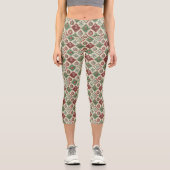 Vintage Patchwork Quilted Christmas Pattern カプリレギンス (正面)