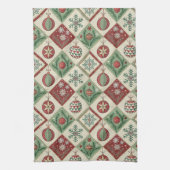Vintage Patchwork Quilted Christmas Pattern キッチンタオル (縦)