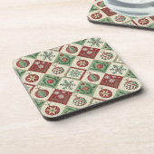 Vintage Patchwork Quilted Christmas Pattern コースター (左側)
