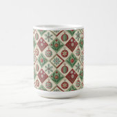 Vintage Patchwork Quilted Christmas Pattern コーヒーマグカップ (中央)