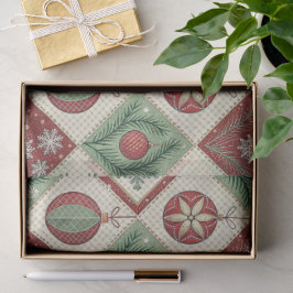 Vintage Patchwork Quilted Christmas Pattern 薄葉紙