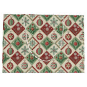 Vintage Patchwork Quilted Christmas Pattern Custom ラージペーパーバッグ (裏面)