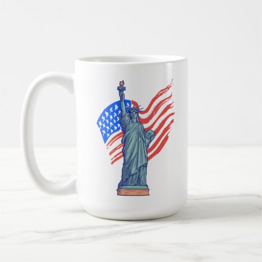  Vintage Patriotic 4th of July Design コーヒーマグカップ (左)