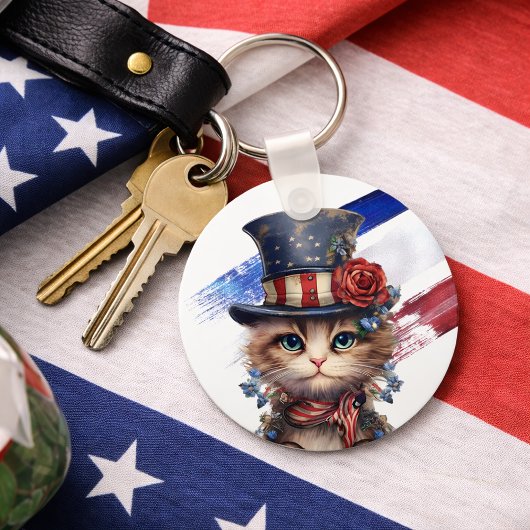 Vintage Patriotic Kitten キーホルダー