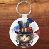 Vintage Patriotic Kitten キーホルダー (正面)