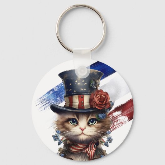 Vintage Patriotic Kitten キーホルダー (裏面)