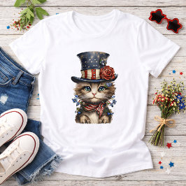 Vintage Patriotic Kitten トライブレンドＴシャツ