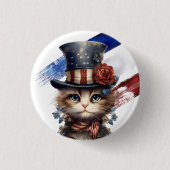 Vintage Patriotic Kitten 缶バッジ (正面)
