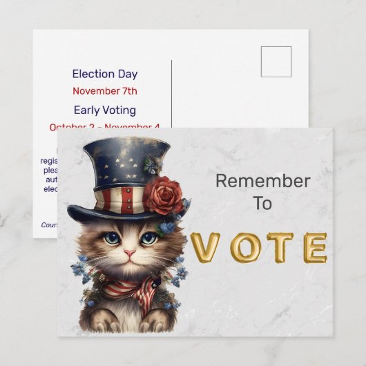 Vintage Patriotic Kitten Vote ポストカード (正面/裏面)