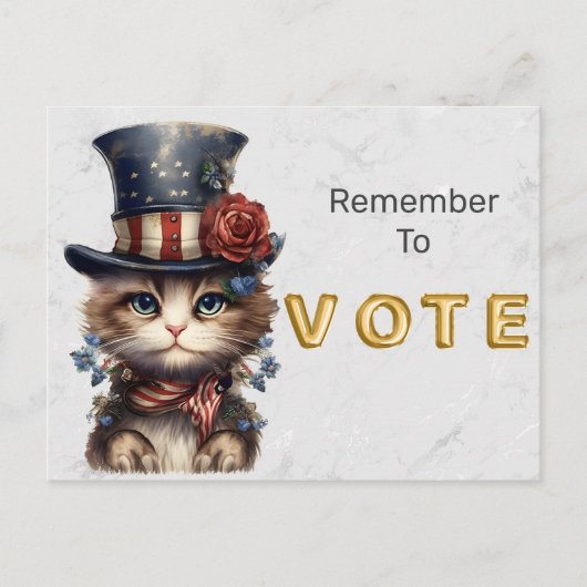 Vintage Patriotic Kitten Vote ポストカード (正面)