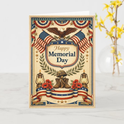 Vintage Patriotic Memorial Day カード (黄色い花)