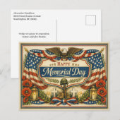 Vintage Patriotic Memorial Day シーズンポストカード (正面/裏面)
